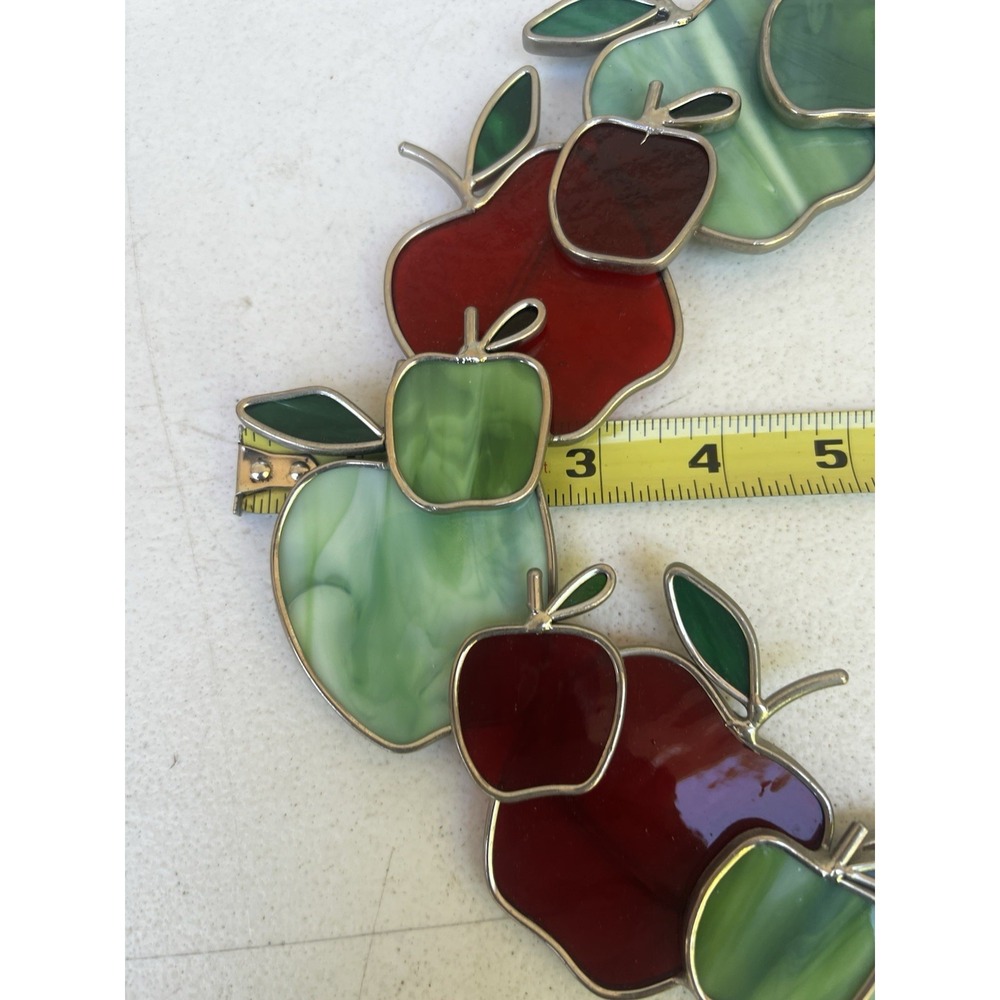 Stained Glass Wreath Chain For Hanging Apples Red Green Fall Teacher Sun Catcher - Picture 6 of 8